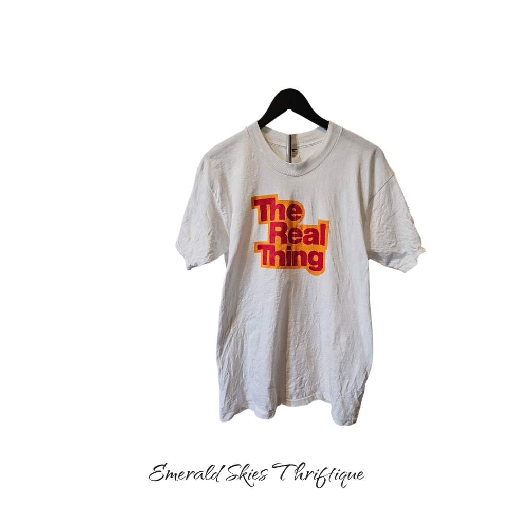 Vintage Single Stitch Tshirt "The Real‎ Thing" Size Large. Free Shipping